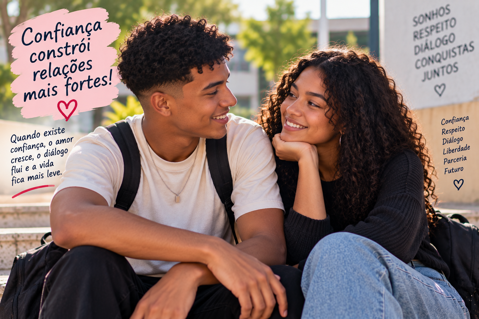 Casal jovem demonstrando confiança e companheirismo